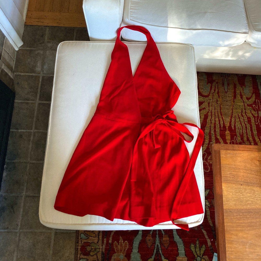 Diane Von Furstenberg WrapRed Culotte Halter dress